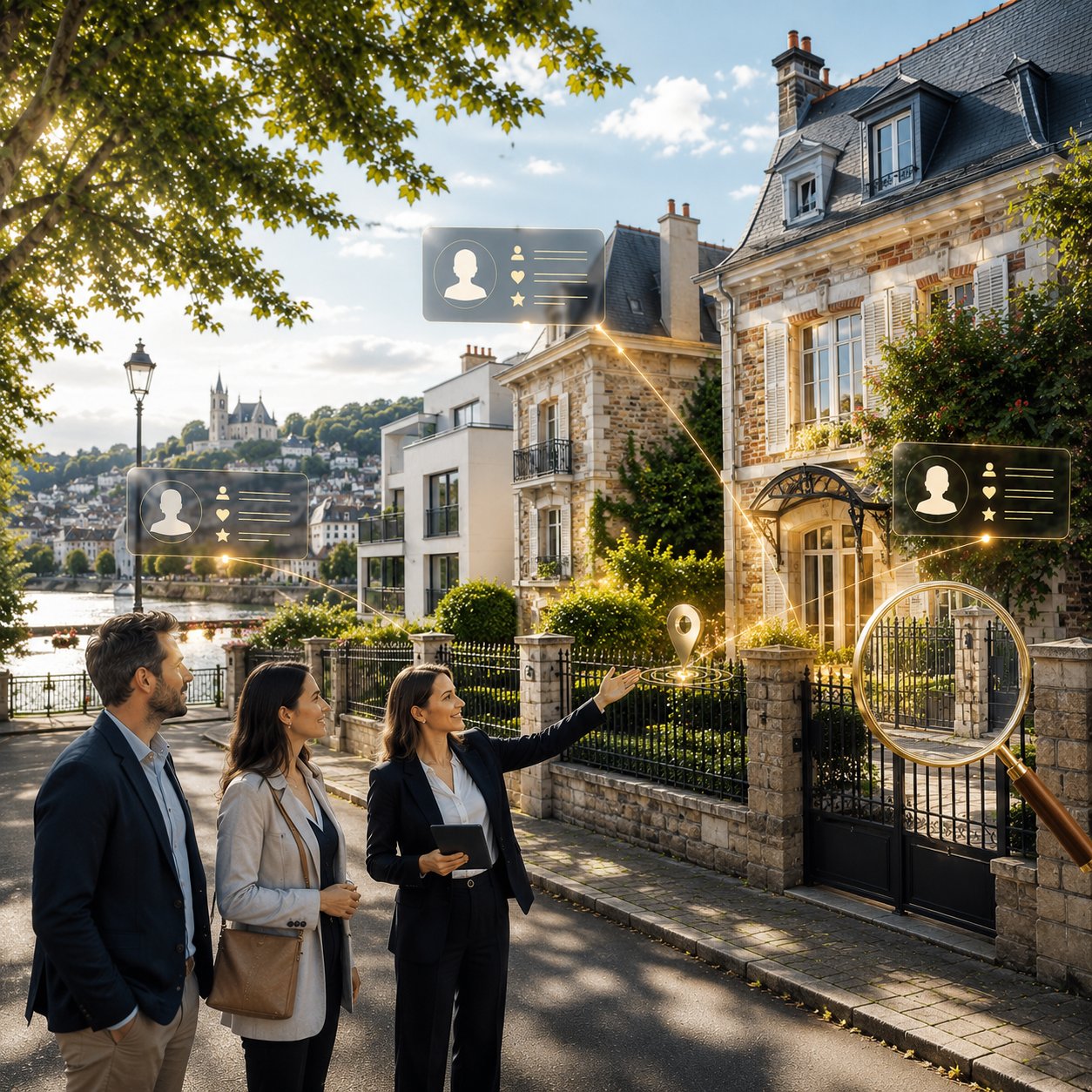 Conseiller Cuny Immobilier présentant un bien à des acquéreurs en recherche à Poissy